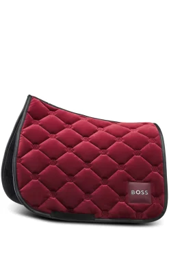 Equestrian cabernet velvet dressage saddle pad