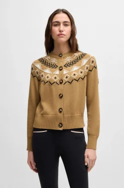 Equestrian cardigan with knitted pattern