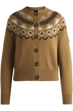 Equestrian cardigan with knitted pattern