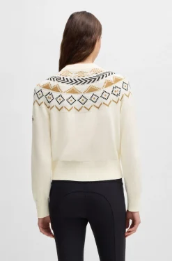 Equestrian cardigan with knitted pattern
