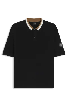 Equestrian cotton sweater with polo collar