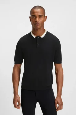 Equestrian cotton sweater with polo collar
