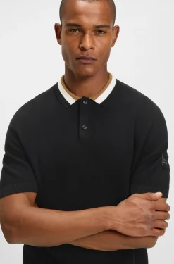 Equestrian cotton sweater with polo collar