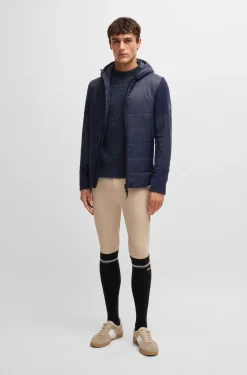 Equestrian cotton sweater with cable structure