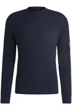 Equestrian cotton sweater with cable structure