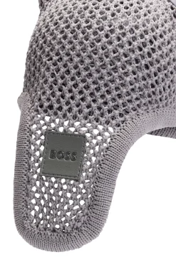 Equestrian crochet fly veil with logo patch