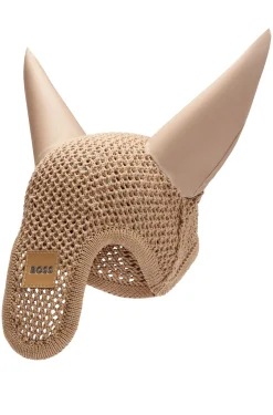 Equestrian crochet fly veil with logo patch