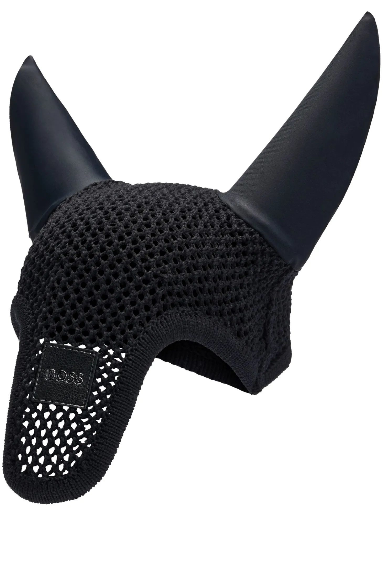 Equestrian crochet fly veil with logo patch
