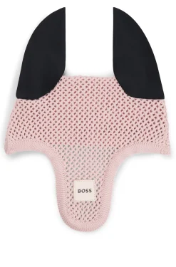 Equestrian crochet fly veil with logo patch