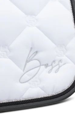 Equestrian dressage saddle pad with crystal trim
