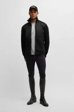 Equestrian faux-suede jacket with knitted trims