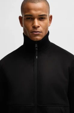 Equestrian faux-suede jacket with knitted trims