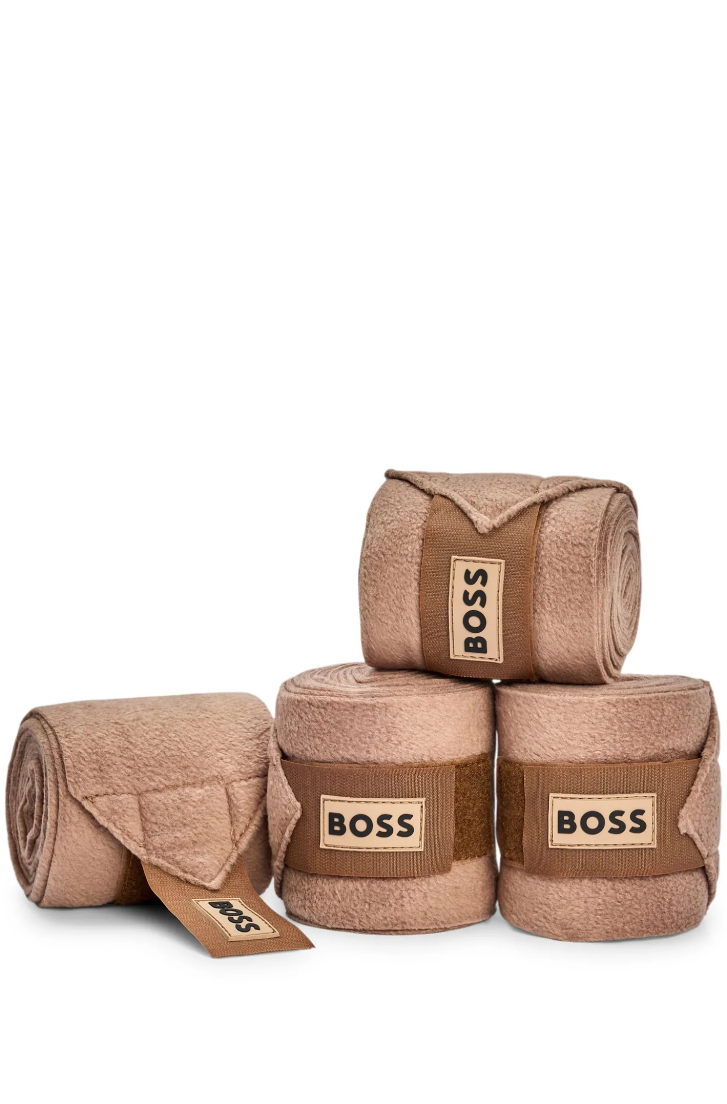 Equestrian fleece circulation bandages with branding