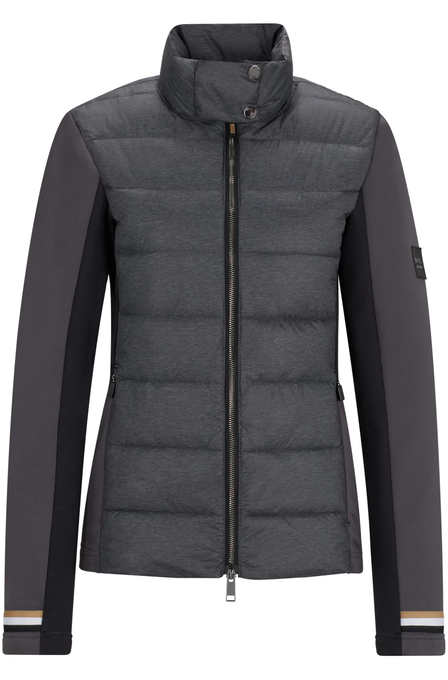 Equestrian hybrid puffer jacket with water-repellent finish
