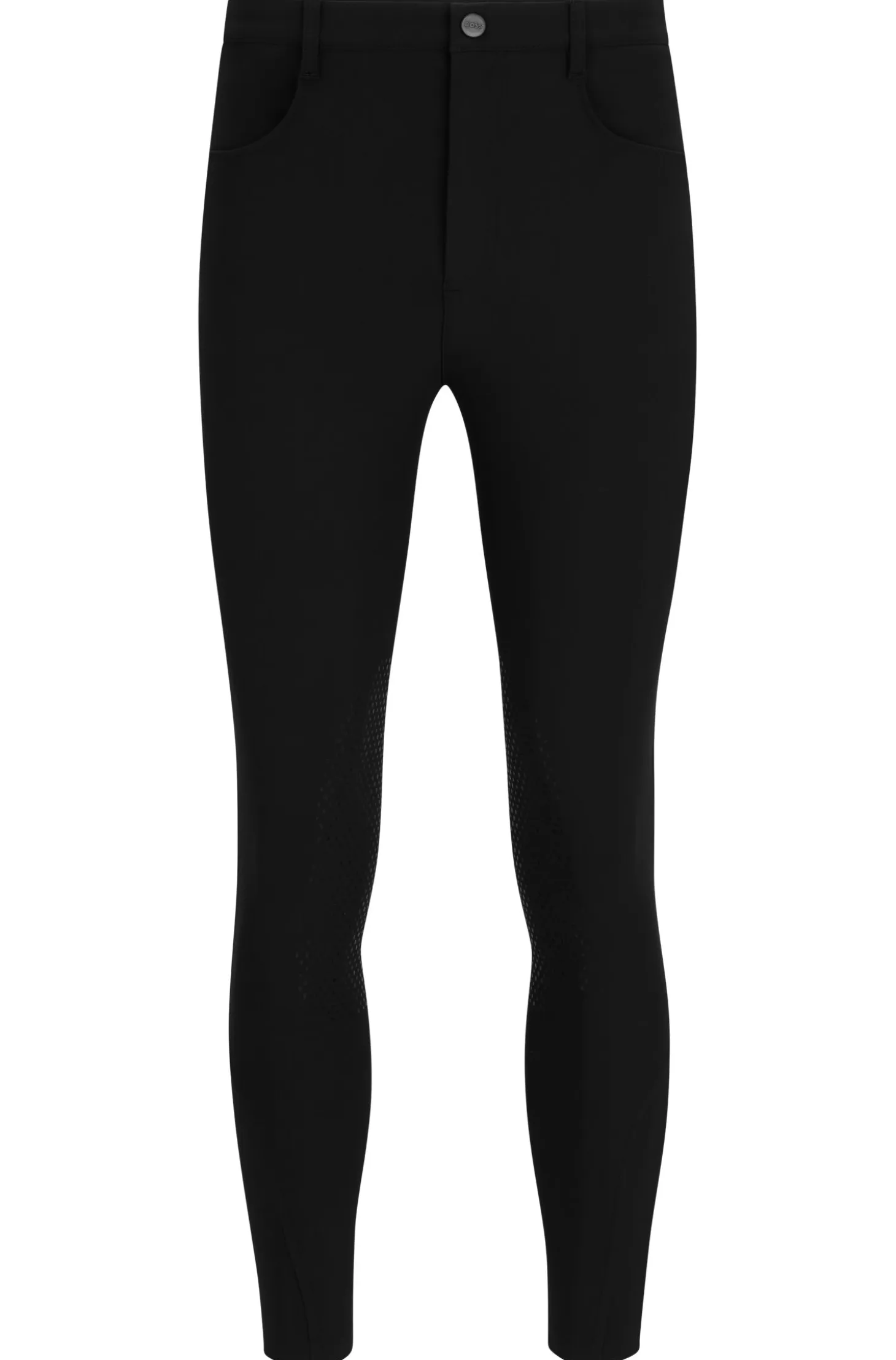 Equestrian knee-grip breeches in power-stretch material