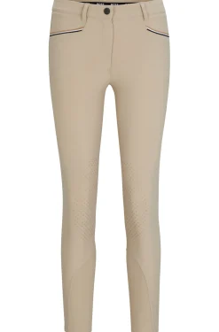Equestrian knee-grip breeches in power-stretch material
