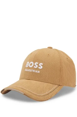 Equestrian logo-embroidered cap in cotton corduroy