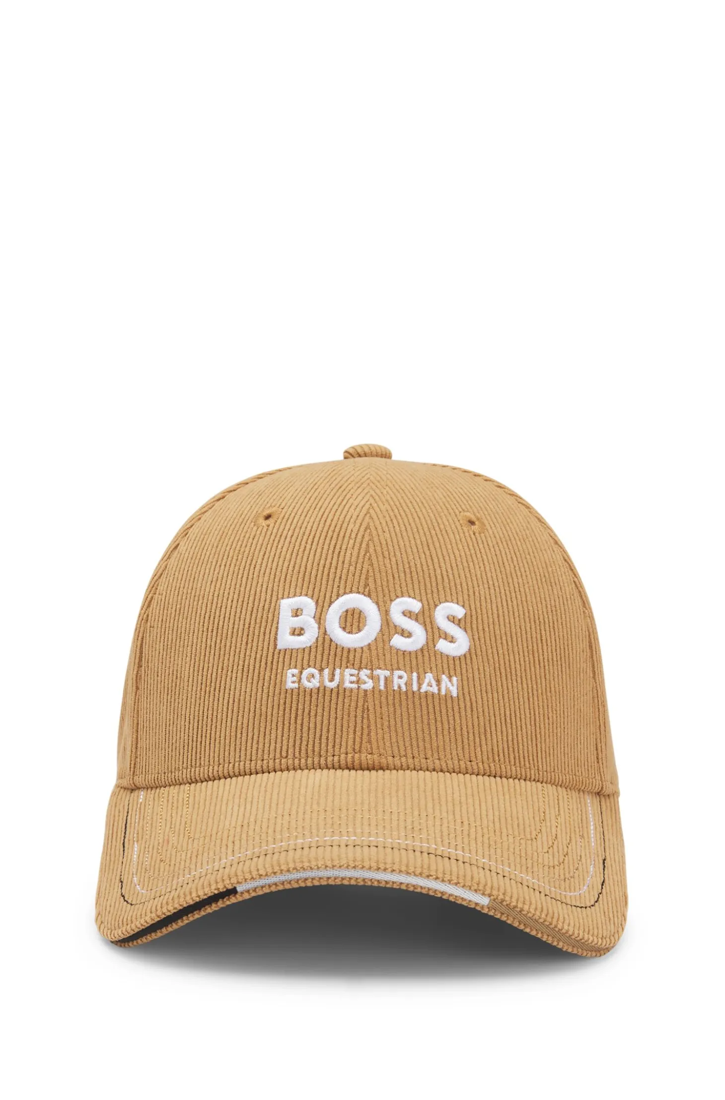 Equestrian logo-embroidered cap in cotton corduroy