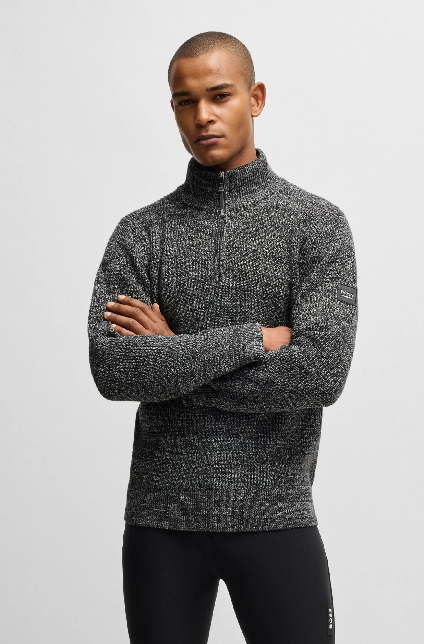 Equestrian melange troyer sweater
