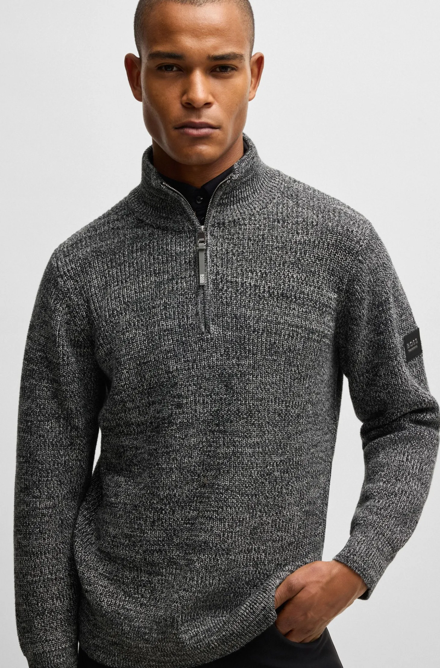 Equestrian melange troyer sweater