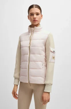 Equestrian mixed-material jacket with sleeve pocket