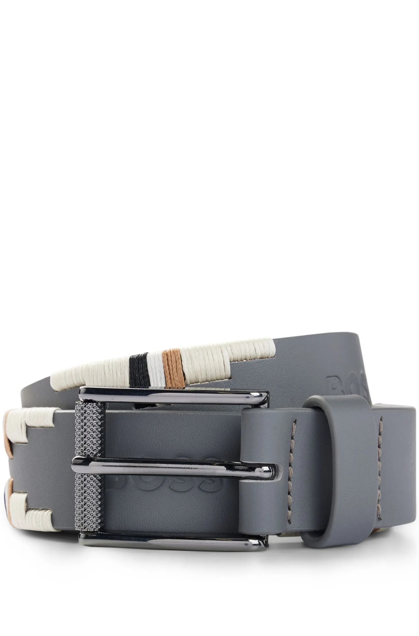 Equestrian polo belt with embroidered pattern