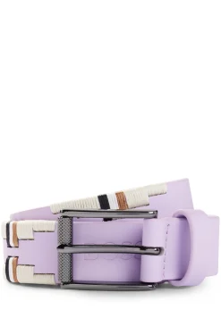 Equestrian polo belt with embroidered pattern