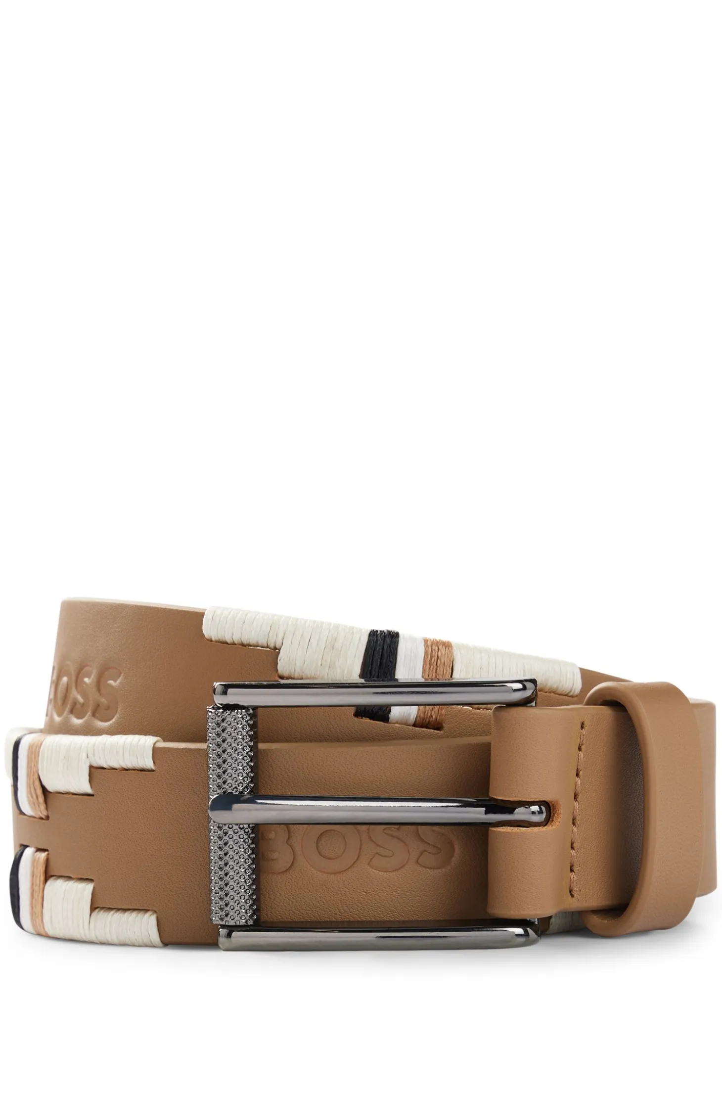 Equestrian polo belt with embroidered pattern