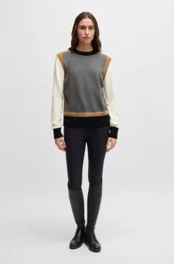 Equestrian regular-fit sweater with colour-blocking
