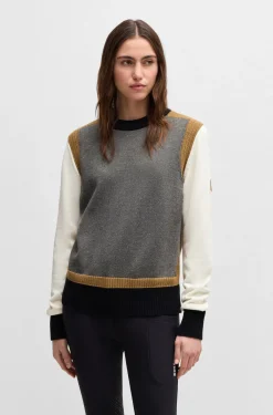 Equestrian regular-fit sweater with colour-blocking