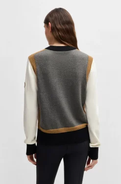 Equestrian regular-fit sweater with colour-blocking