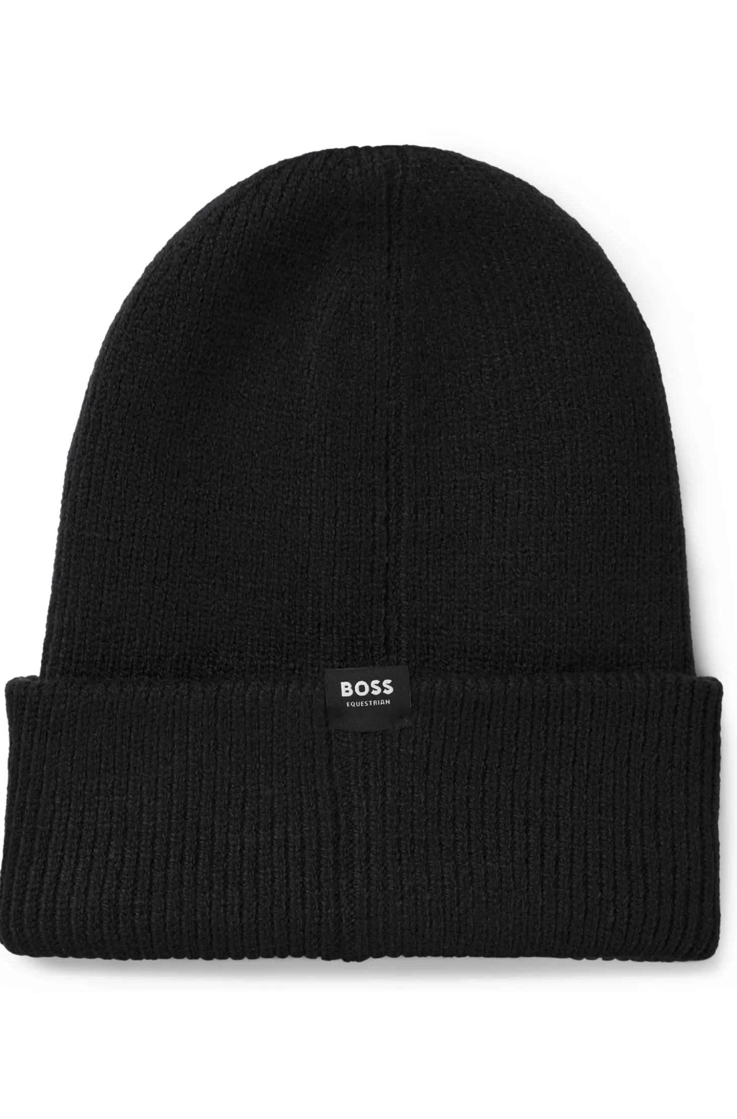 Equestrian ribbed beanie hat with embroidered logo