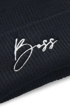 Equestrian ribbed beanie hat with embroidered logo