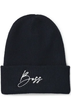 Equestrian ribbed beanie hat with embroidered logo