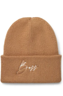 Equestrian ribbed beanie hat with embroidered logo