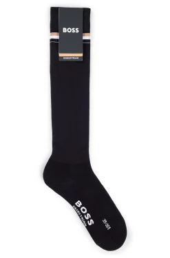 Equestrian riding socks with logo in cotton blend