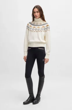 Equestrian rollneck sweater with knitted pattern