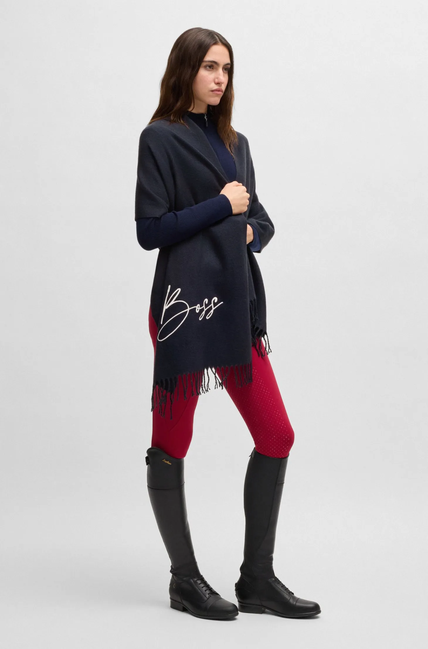 Equestrian scarf with embroidered logo