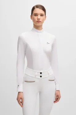 Equestrian show blouse with four-way stretch
