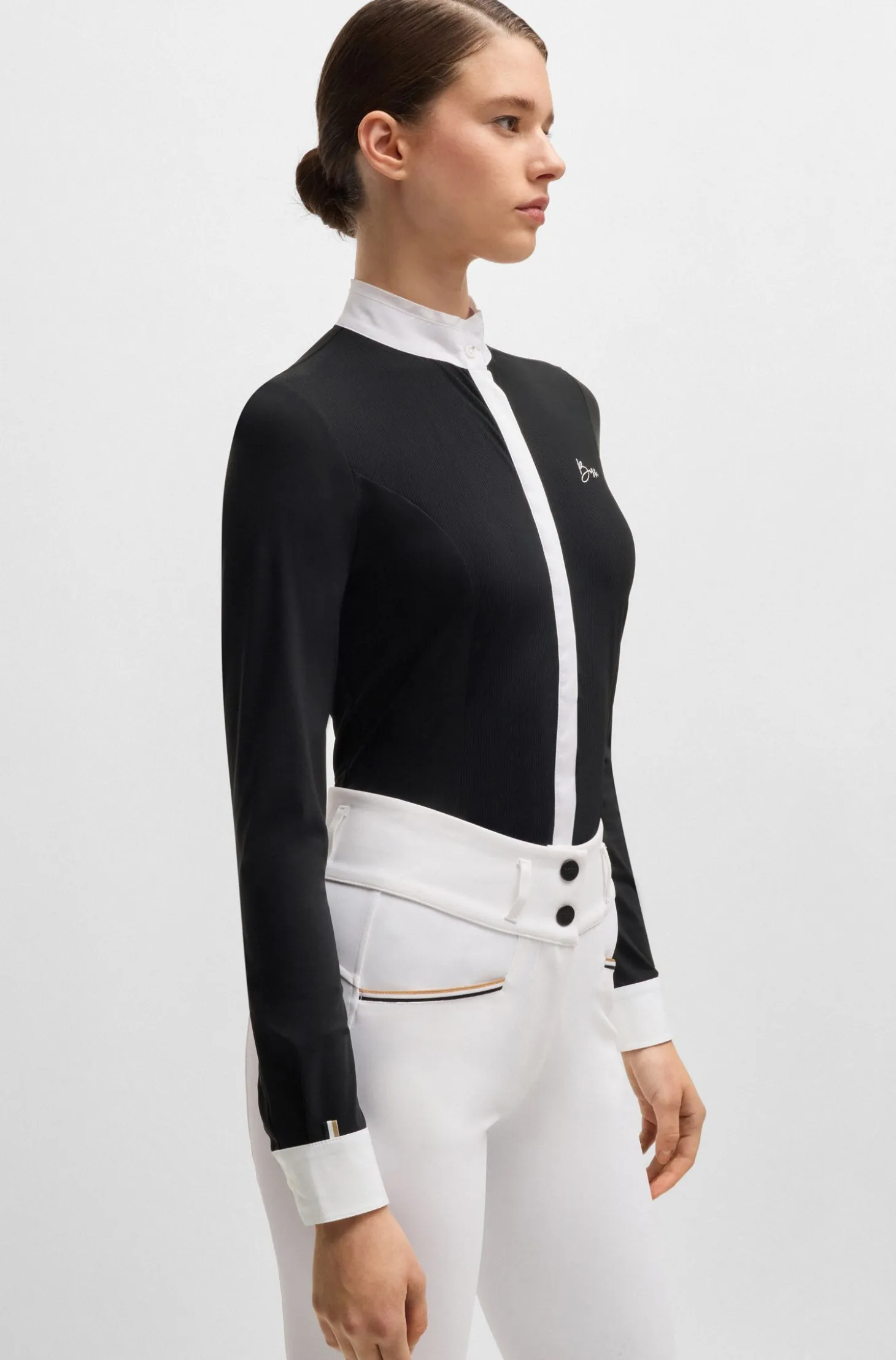Equestrian show blouse with four-way stretch