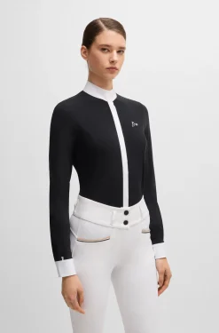 Equestrian show blouse with four-way stretch