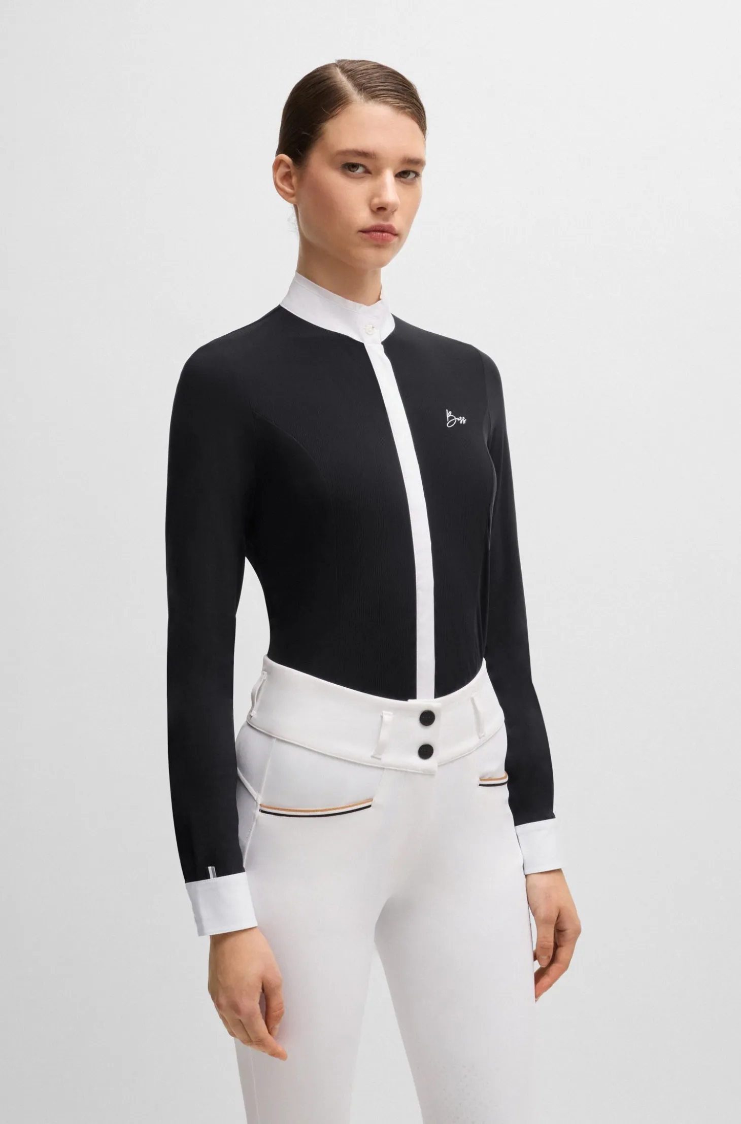 Equestrian show blouse with four-way stretch