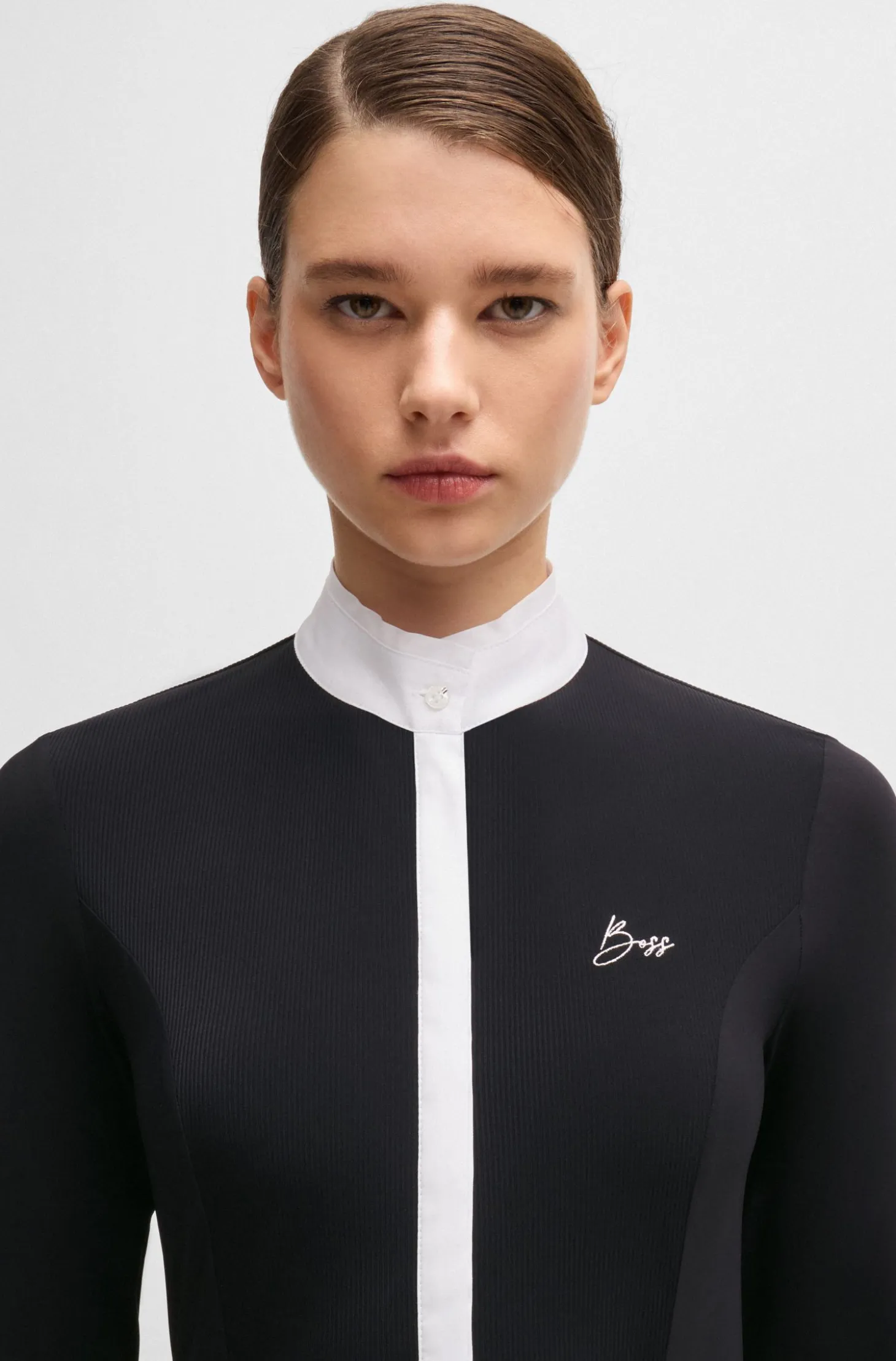 Equestrian show blouse with four-way stretch