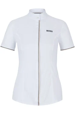 Equestrian show blouse with stretch-cotton middle