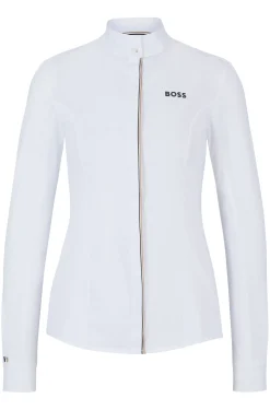 Equestrian show blouse with signature-stripe piping