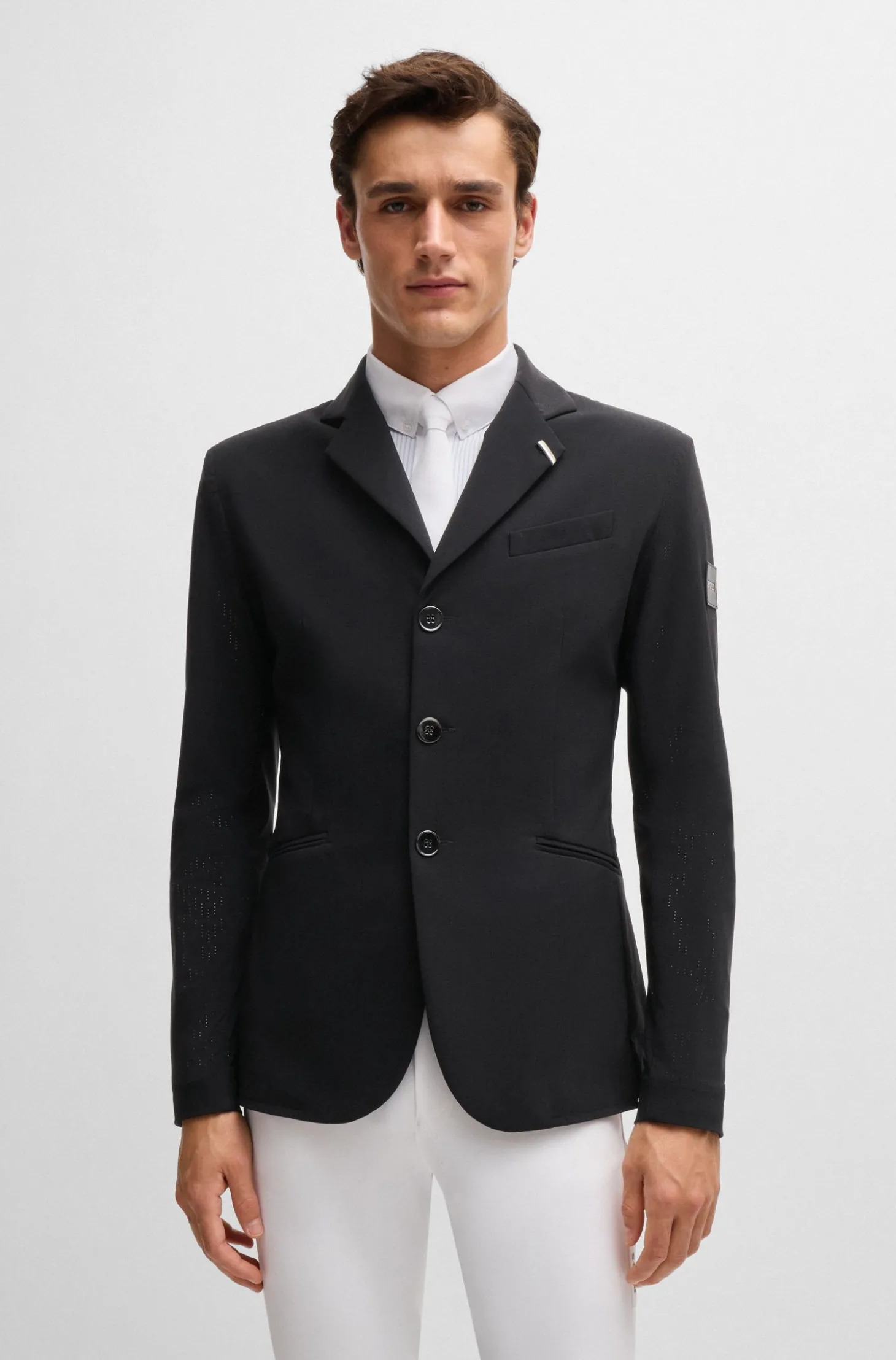 Equestrian show jacket in perforated material