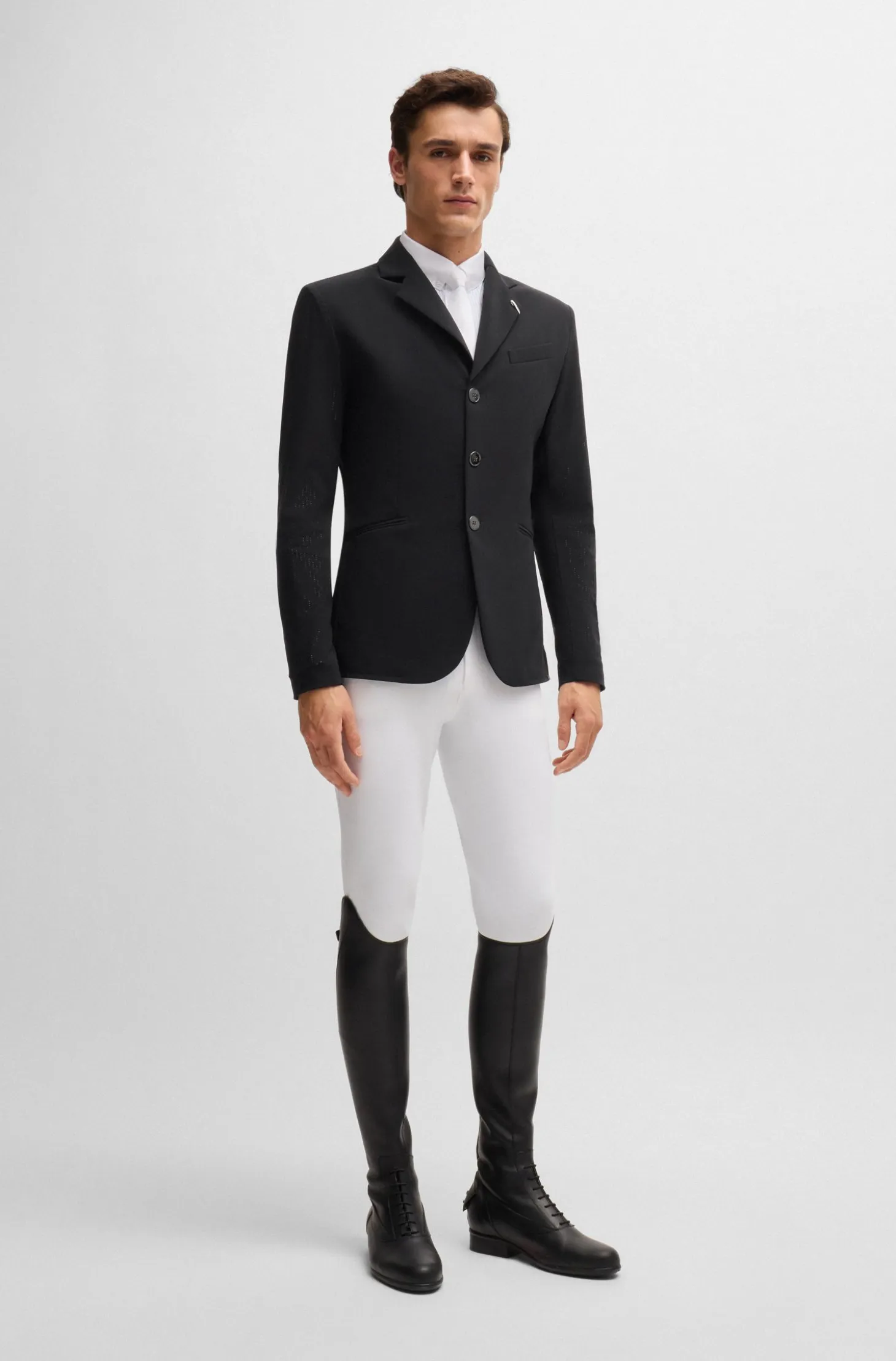 Equestrian show jacket in perforated material