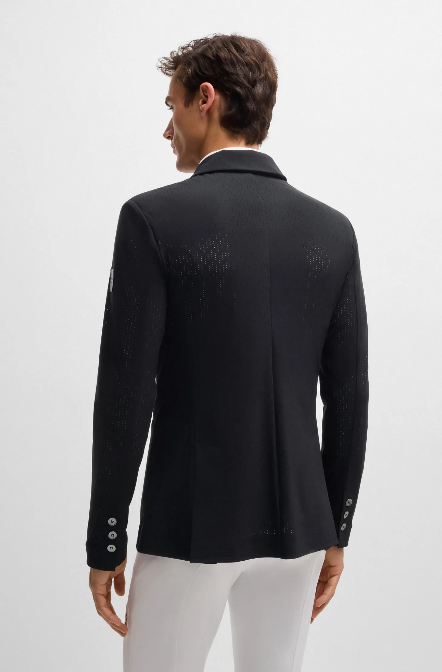Equestrian show jacket in perforated material