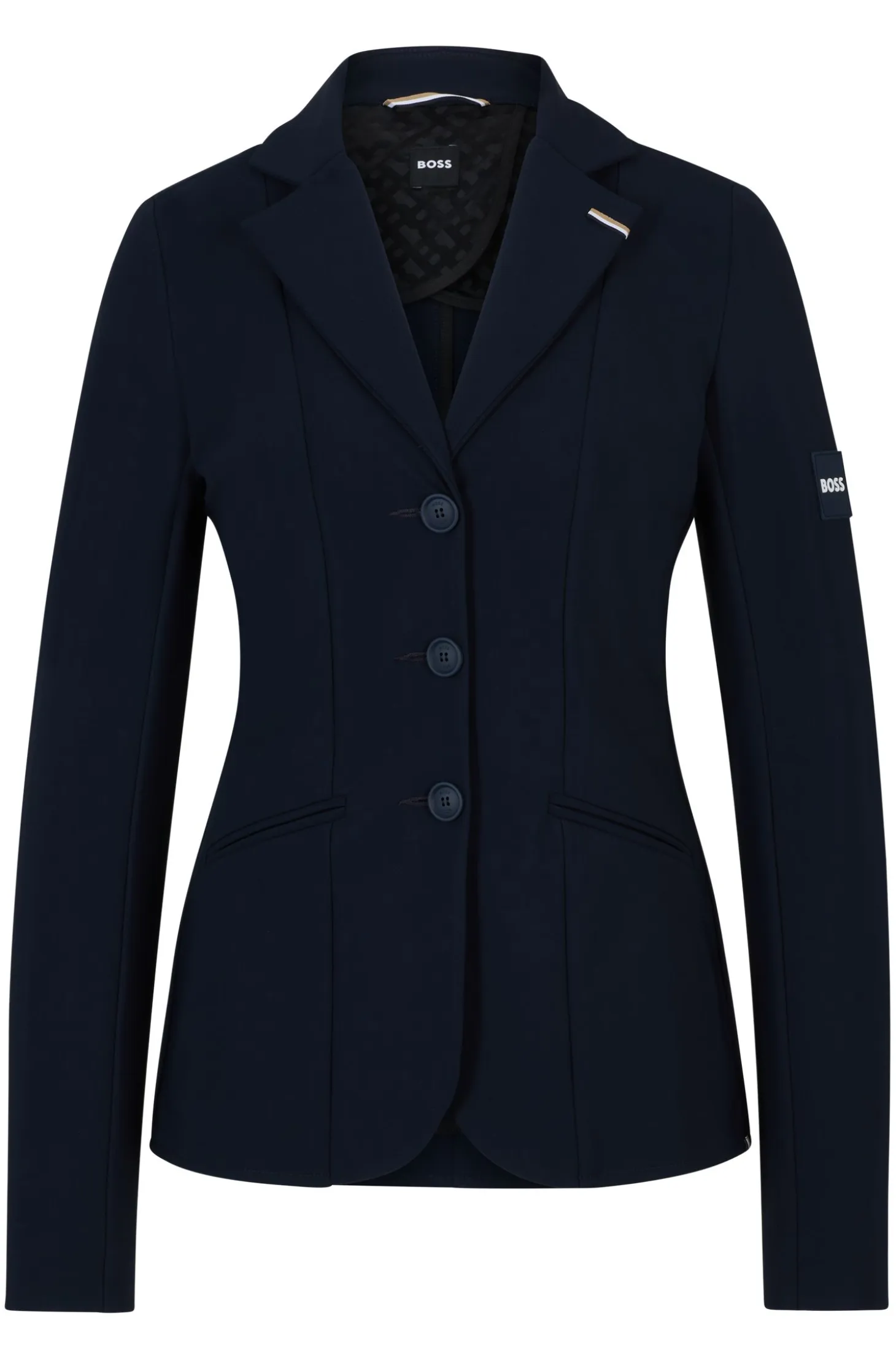 Equestrian show jacket with logo patch