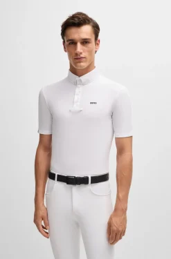 Equestrian show shirt in stretch piqué